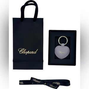 Brand New Chopard Leather Heart Keychain Keyring Lavender Purple